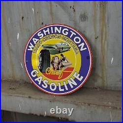 6''vintage Chieg Tire Gasoline Porcelain Service Station Auto Pump Plate Sign