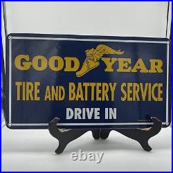 75 Vintage Style Goodyear Tire & Battery Dealer Sign 18x10 Porcelain Sign