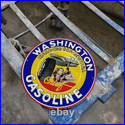 8''vintage Chieg Tire Gasoline Porcelain Service Station Auto Pump Plate Sign