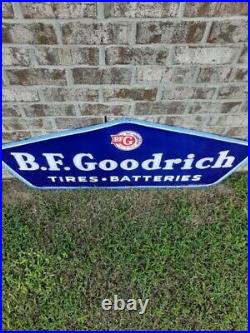 A. M. 49 Vintage B. F. Goodrich Tires Sign Batteries Porcelain Made in USA RARE