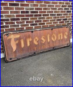 Antique Vintage 1947 MCA Firestone Tires Sign Rare Auto Tire Sign 71 X 23 Sign