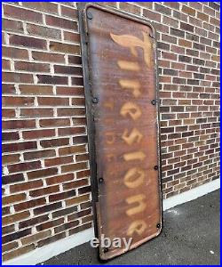 Antique Vintage 1947 MCA Firestone Tires Sign Rare Auto Tire Sign 71 X 23 Sign