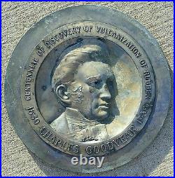 Antique Vintage Charles Goodyear Tires 1939 Sign Medallion Rare Auto History