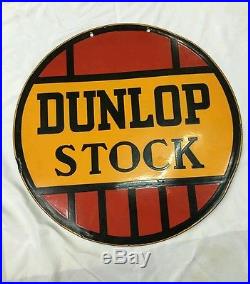 Antique Vintage Dunlop Stock Tyre Tire Double Sided Round enamel Porcelain sign