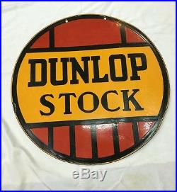 Antique Vintage Dunlop Stock Tyre Tire Double Sided Round enamel Porcelain sign
