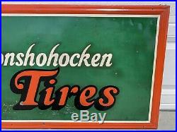 Antique Vintage LEE Tires of Conshohocken Advertising Sign Gas Oil Not Porcelain