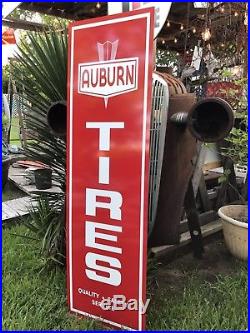 Antique Vintage Old Style Auburn Tires Sign 60x18