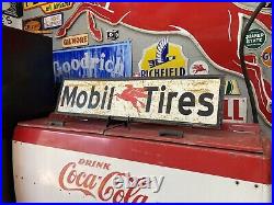 Antique Vintage Old Style Mobil Tires Gas Oil Sign