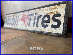 Antique Vintage Old Style Mobil Tires Gas Oil Sign