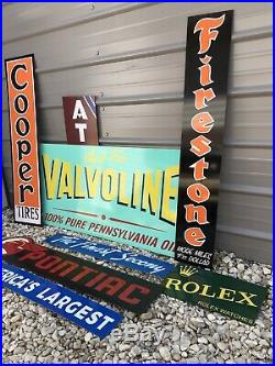 Antique Vintage Old Style Valvoline Pontiac Mobil Cooper Tires Gas Oil Signs