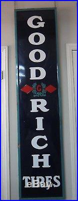 Antique Vintage Original Porcelain Vertical Goodrich Tire Sign. Very Good Condit