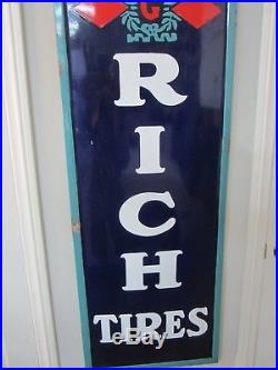 Antique Vintage Original Porcelain Vertical Goodrich Tire Sign. Very Good Condit