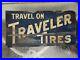 Antique-Vintage-Travelers-Tire-Sign-Bike-Tire-Sign-Embossed-Green-Back-23-x-12-01-ltwl