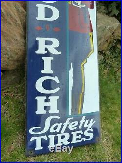 BF GOODRICH Porcelain Sign Advertising Vintage Racing USA 35 Domed Old Tires