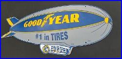 Big Vintage Goodyear Blimp Tires Porcelain Sign Gas Motor Oil Michelin Good Year