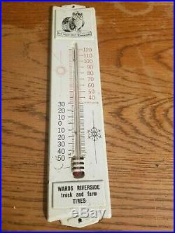 Buy Wards Riverside Tires Truck Farm Thermometer Sign Old Vintage Original Owl