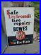 C-1940s-Original-Vintage-Bowes-Seal-Fast-Sign-Metal-2-Sided-Tire-Repair-Gas-Oil-01-gzv
