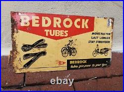 C. 1950s Original Vintage Bedrock Bicycle Tire Tubes Metal Dealer Display Gas Oil