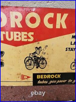 C. 1950s Original Vintage Bedrock Bicycle Tire Tubes Metal Dealer Display Gas Oil