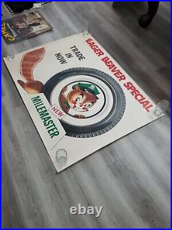 C. 1950s Original Vintage Cities Service Gas Sign Eager Beaver Tires Milemaster