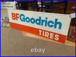 C. 1960s Original Vintage BF Goodrich Tires Sign Metal Embossed Gas Oil Goodyear