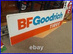 C. 1960s Original Vintage BF Goodrich Tires Sign Metal Embossed Gas Oil Goodyear