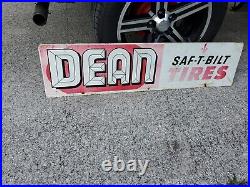 C. 1960s Original Vintage Dean's Safe-T-Built Tires Sign Metal Dealer Gas Oil