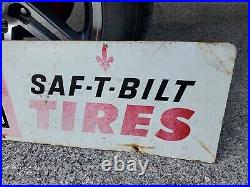 C. 1960s Original Vintage Dean's Safe-T-Built Tires Sign Metal Dealer Gas Oil