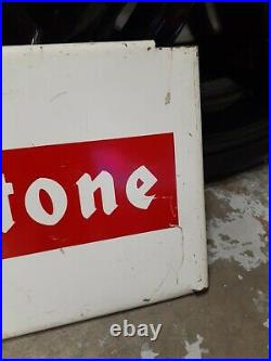 C. 1960s Original Vintage Firestone Tires Sign Metal Dealer Display Gas Oil Red