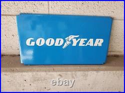 C. 1960s Original Vintage Goodyear Tires Sign Metal Dealer Gas Oil Firestone Farm
