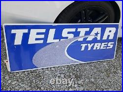C. 1960s Original Vintage Telstar Tyres Tires Sign Metal Embossed Dealer Gas Oil
