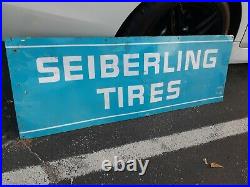 C. 1969 Original Vintage Seiberling Tires Metal Sign Gas Oil Soda Firestone RARE