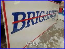 C. 1970s Original Vintage Brigadier Tires Sign Metal Embossed Gas Oil Goodyear