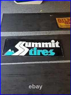 C. 1970s Original Vintage Summit Tires Sign Metal Embossed Colorado Mountain Gas