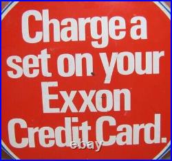 CHARGE A SET ON YOUR EXXON CREDIT CARD Original Gas Station Shop Tire Ad Sign