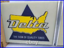 Delta Tires illuminated advertising Sign Clock. Neon Products inc NPI Vintage NOS