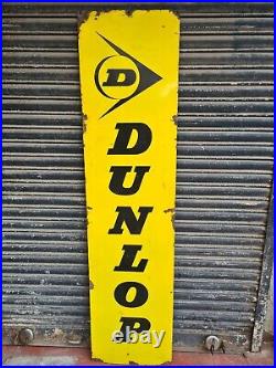 Dunlop Tyre Sign Vintage Old Original Porcelain Enamel Garage Sign Huge 18 X 72