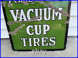 EARLY 1900's Vintage PENNSYLVANIA VACUUM CUP TIRES Sign PORCELAIN Gas Oil AUTO