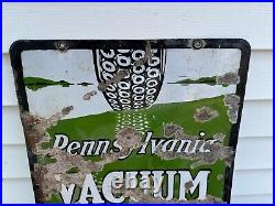 EARLY 1900's Vintage PENNSYLVANIA VACUUM CUP TIRES Sign PORCELAIN Gas Oil AUTO