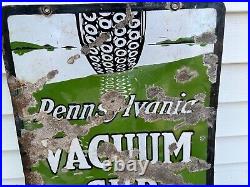 EARLY 1900's Vintage PENNSYLVANIA VACUUM CUP TIRES Sign PORCELAIN Gas Oil AUTO