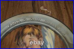 EXTREMELY RARE Vintage 1915ish Die Cut FISK TIRE BOY GAS OIL Advertising SIGN
