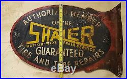 Early Antique Vintage Shaler Tire & Tube Flange Sign Gas Oil Automobil 22 X 14