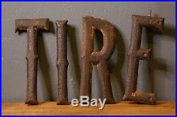 Early Cast Iron Tire Sign Garage Gas Station Antique Letters Trade Sign Old Vtg