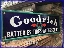 Excellent 1940s Vintage Goodrich Tires Porcelain Sign -Great Colors & Size