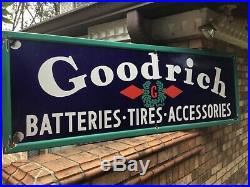 Excellent 1940s Vintage Goodrich Tires Porcelain Sign -Great Colors & Size