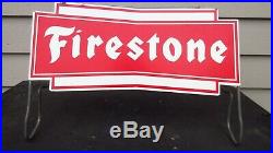 FIRESTONE Bowtie Tire Holder Display Stand Gas Oil Service Station Vintage Signs