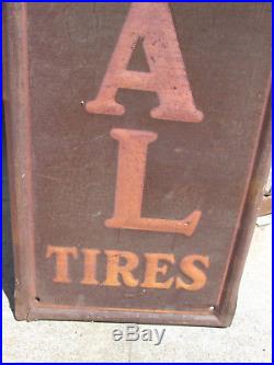 Federal Tire Sign Prewar 5-41 19x73 hvy sht mtl WWll Gas Oil Advertising Vintage