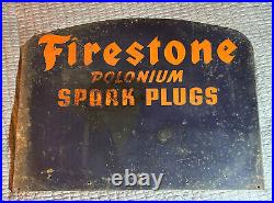 Firestone Spark Plugs Sign Original Vintage 1940 Radioactive Polonium Scarce