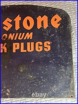 Firestone Spark Plugs Sign Original Vintage 1940 Radioactive Polonium Scarce