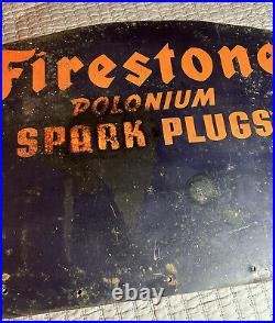 Firestone Spark Plugs Sign Original Vintage 1940 Radioactive Polonium Scarce